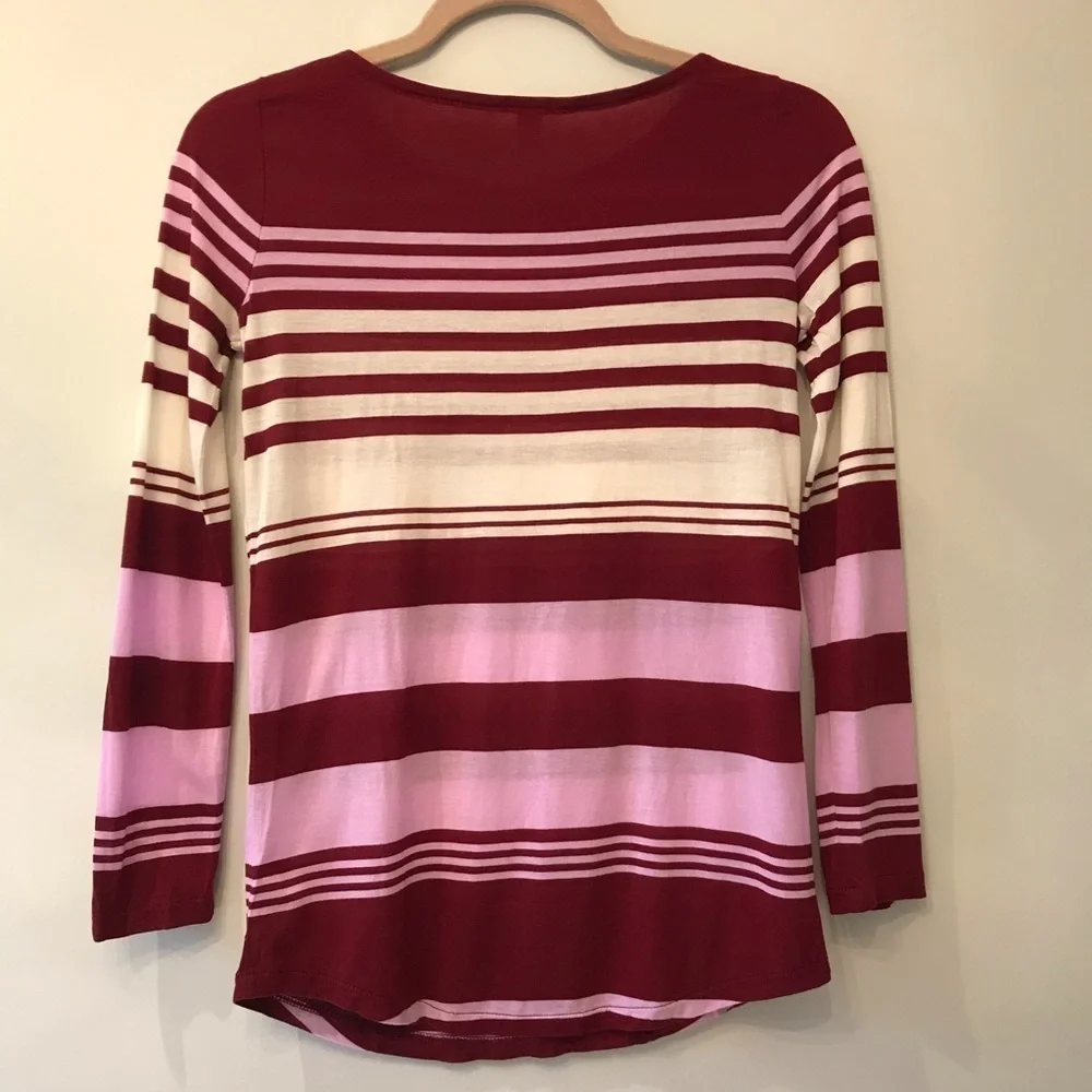 J Crew Basic Striped Shirt Tee XXS Purple​​​​​​​